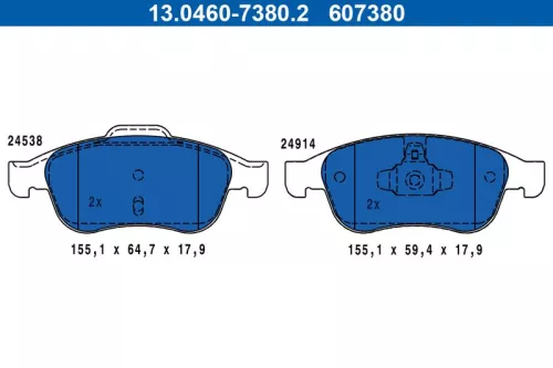 Bremsbelagsatz, Scheibenbremse
